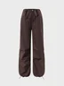 Street Black Cargo Drawstring Bottom Pants