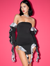 【Final Sale】Edgy Black Ruffles Irregular Hem Arm Sleeves Party Dress Mini Dress
