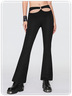 【Clearance Sale】Punk Black Cut Out Flare Metal Bottom Pants