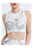 Edgy White Body Print Top Tank Top & Cami