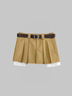 Y2K Black Sleated Ouble Layer Belt Bottom Skirt