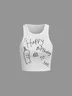 Jersey Crew Neck Text Letters Tank Top