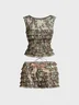 Jersey Camo Top With Pants Two-Piece Set