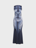 Crew Neck Human Body Sleeveless Maxi Dress