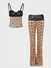 Mesh Leopard Top With Pants Two-Piece Set