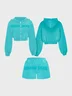 Jersey Plain Coat With Pants Two-Piece Set